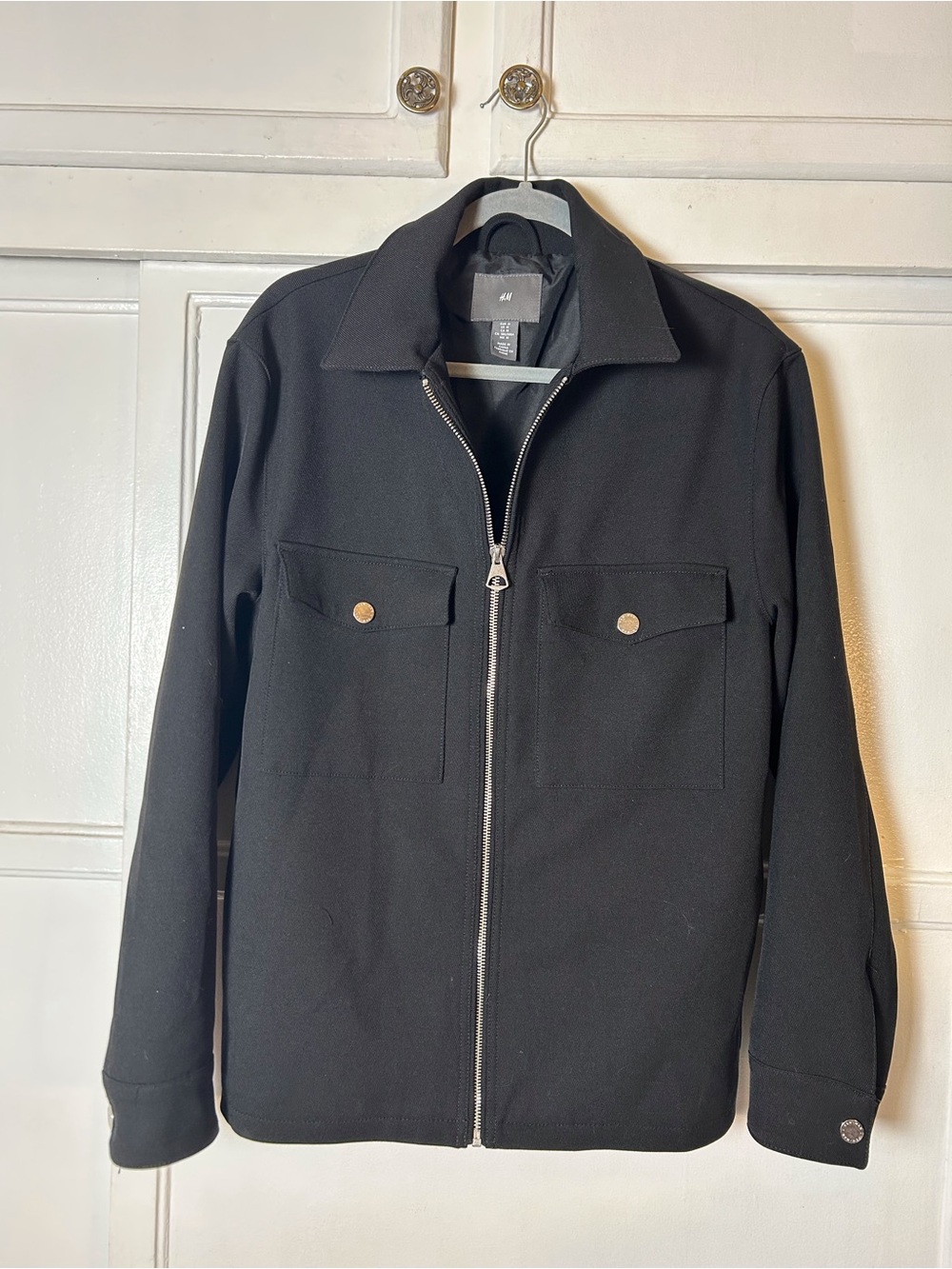 Men's Med Black Zip Front Lightweight Jacket Moto Goth Date Night Semi Formal - Picture 2 of 6